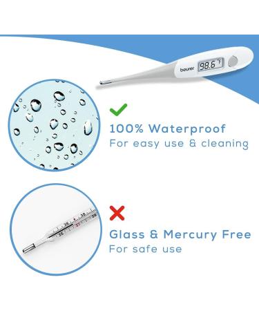 Beurer FT13 Clinical Thermometer for Adults - Oral Fever Thermometer with Fever Alarm - 30 Second Measurement - C/F Switchable Tip - White - Buy Online on GoSupps.com