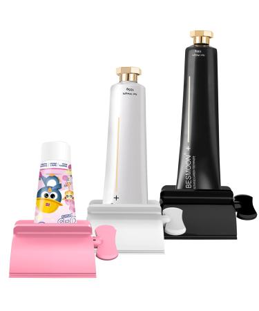 LAMY Toothpaste Squeezer 3 PCS Tube Squeezer Kitchen and Bathroom Gadgets for Sauces and Various Tube-Based Cosmetics Home and Apartment Essentials 1 White 1 Black 1 Pink