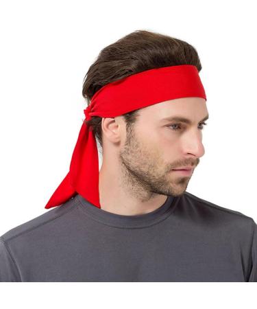 Yizhet 2 Piece Sports Headband for Men & Women | Moisture-Wicking Tennis Running & Yoga Headbands - Black & Red - Buy Online on GoSupps.com
