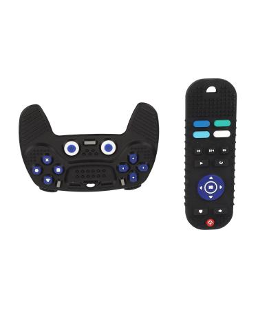 Two-Pack Silicone Baby Bite Toys - TV Remote Control & Sensory Rings for Hand-Eye Coordination - Colorful & Safe for Babies 6 Months+ - Buy Online on GoSupps.com