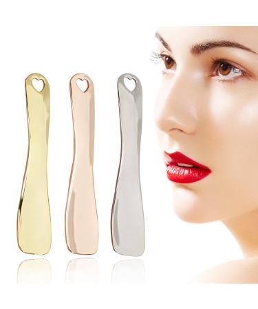 3 PCS Metal Cosmetic Spoon  Zinc Alloy Mini Skincare Spatula  Mask Spatula Facial Cream Facial Cosmetic Spoon Beauty Scoop (Silver Gold Rose Gold)