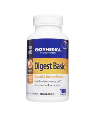 Enzymedica Digest Basic, Essential Enzyme Formula, Gentle Meal Digestion, Reduces Gas and Bloating, 180 Capsules (FFP) 180 Count (Pack of 1) Frustration-Free Packaging