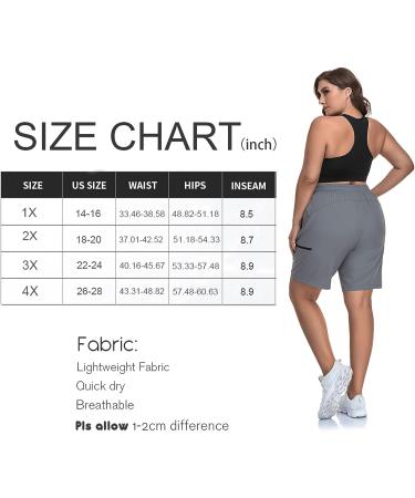 SEKINO Women's Plus Size Gray Hiking Cargo Shorts | Quick Dry & Lightweight Outdoor Shorts (2X) - Buy Online on GoSupps.com
