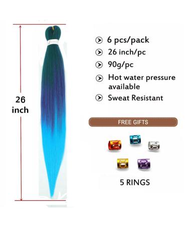 Pre-stretched Easy Braid Professional Yaki Texture 26 Braiding Hair Extensions in Green/Purple/Blue<7 - Buy Online on GoSupps.com