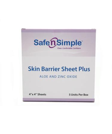 Safe n' Simple Skin Barrier Sheets with Aloe and Zinc Oxide - 4 x 4 Individually Wrapped Packets - Protective Stoma Skin Barrier Sheet - Hydrocolloid Ostomy Skin Protective Sheets 4x4 (Aloe and Zinc Oxide)