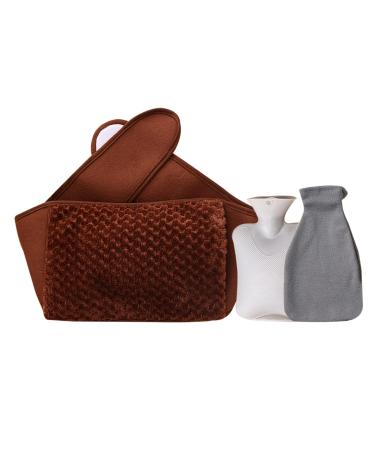 ZEARLY set of 3 hot water bottles rubber hot water bottle with cover and soft waistband hot water bag pocket for neck shoulder back waist