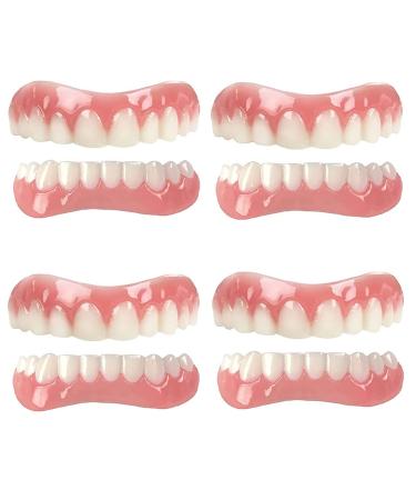 Xzlzmd dentures silica top Bottom dental prostheses lnstant repair of cracked or missing dental prosthesis cosmetic natural color temporary prosthesis teeth veneer 4 pairs