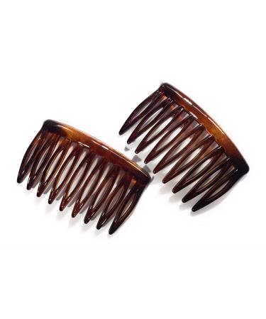 2 x mini insert comb approx. 5.2 x 3 cm Havana brown split tooth insert comb made in France (510h) - Buy Online on GoSupps.com