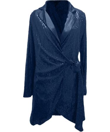 Elegant Hanxiulin Women's Long-Sleeved Winter Dress - V Neck Wrap Cocktail Dress in Turbine Blue (3XL) - Perfect for Parties & Special Occasions - Buy Online on GoSupps.com