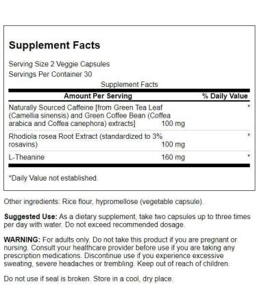Swanson Pure Energy Metabolism & Mental Focus Support - 60 Vegan Capsules (2 Pack) | Adaptogenic Herbs for Stress Management & Mood Boost - Buy Online on GoSupps.com