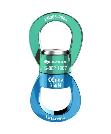 PROND Swing Swivel 35kN Safest Rotational Device, Swing Spinner, Carabiner Swivel, Climbing Rope Swivels for Childrens Web Tree Swing Setting, Aerial Dance, Hanging Hammock Green Blue