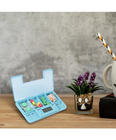 Automated Pill Box - 4 Compartment Smart Medication Dispenser with 8 Alarms | Blue Tablet Organizer for Daily Care - Buy Online on GoSupps.com