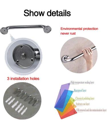 iDocare 2 Pack 12 Inch Stainless Steel Shower Grab Bar Shower Grab Bars Bathroom Grab Bar Shower Handle Bath Handle Safety Hand Rail Support - Elderly Handicap Injury Senior Assist Bath Handle 30cm/12inch Shine - Buy Online on GoSupps.com