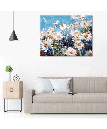 VIGEIYA 16x20in Oil Paint by Numbers Kit - Daisy Flower Theme | Complete Set with Canvas, Easel, Brushes, and Acrylic Pigment for Beginners - Buy Online on GoSupps.com