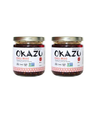 Premium Japanese Chili Miso Condiment (Pack of 2)- Savoury Umami-Rich Handcrafted in Canada by Abokichi - All Natural Vegan Non-GMO Gluten Free no MSG Sauce and Marinade Chili Miso 230 ml (Pack of 2)