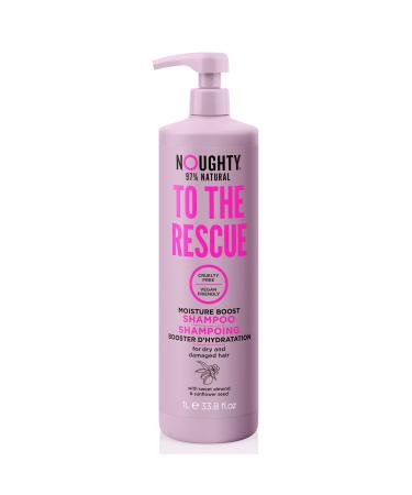 Noughty 97% Natural To The Rescue Moisture Boost Shampoo to Gently Cleanse and Replenish Lost Moisture with Sweet Almond and Sunflower Seed Sulphate Free Vegan Haircare 1L