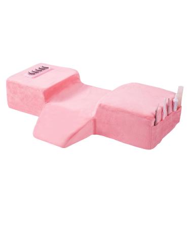 Beauty Salon Lash Pillow Comfortable Velvet Memory Foam Eyelash Extension Pillow Ergonomic Neck Pillow Protect The Neck When Used for Lash Extension Grafting Make Up(Pink)