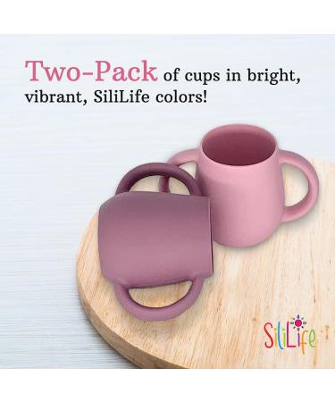 SiliLife Silicone Baby Cups 2 Pack | BPA Free & Food-Grade Safe | Easy-Grip Handles for Self-Feeding | Electric Blue/Coral Red - Buy Online on GoSupps.com