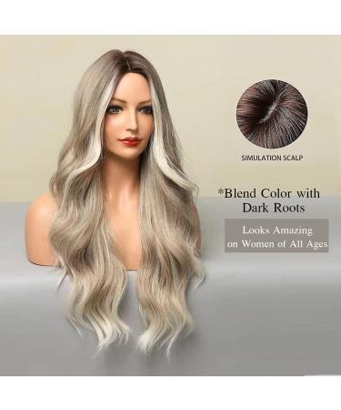 Esmee 24 Long Wavy Brown Ombre Ash Blonde Heat-Resistant Synthetic Wig for Women - Perfect for Daily Wear & Parties - Buy Online on GoSupps.com