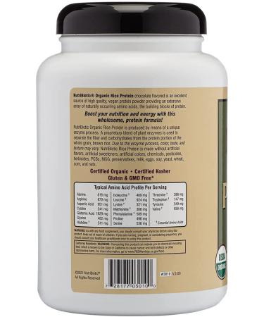 NutriBiotic Organic Rice Protein Chocolate | 1 lb 6.9 oz (650 g) - Vegan, Non-GMO - Buy Online on GoSupps.com