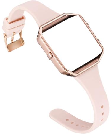 Amcute Slim Silicone Replacement Wristband for Blaze Band with Metal Frame - Pink Sand/Rose Gold - Buy Online on GoSupps.com
