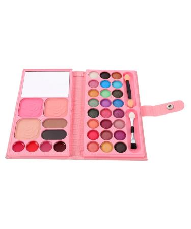 MUSISALY 33 Makeup Palette Beginner Eyeshadow Pallet Eye Makeup Metallic Eyeshadow Girl Cosmetic Leather Rosy