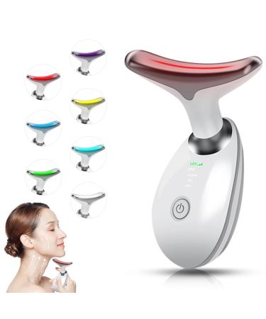Neck Face Massager 7 Color Face Neck Massager for Skin Care Routine at Home Facial Massager with Non-slip Design White