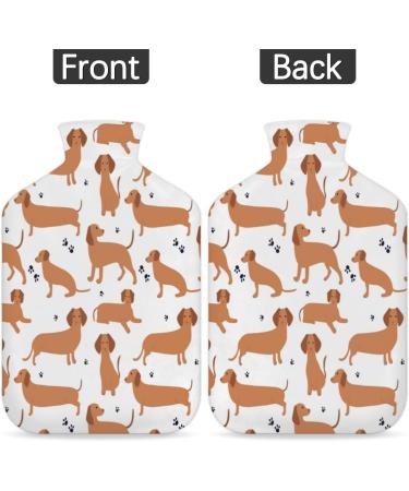 Heat Bottle with Dachshund Motif & Fluffy Cover 2L Warm Water Bottle for Kids Adults | Cozy Nights & Pain Relief - Buy Online on GoSupps.com