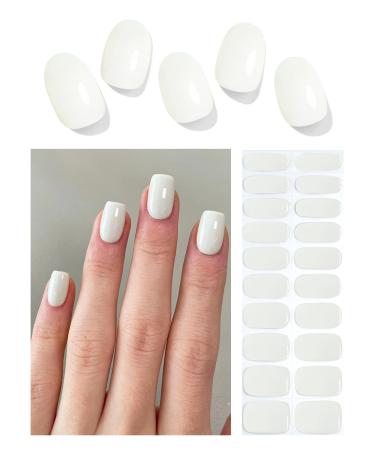 TrueShei nail foils |Milky white UV gel nail film |20PCs nail film self -adhesive |Gel Nail Stickers Gellack Wraps for Nagel Milky White