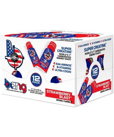 VPX Bang Military Shots 12-Pack - Sugar-Free Energy Shot with Caffeine, Creatine, and BCAAs - Gluten-Free, Vegan Formula - Strawberry Blast - Buy Online on GoSupps.com