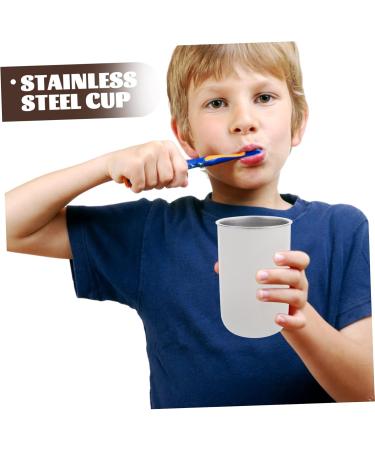 Buy Homsfou Stainless Steel Toothbrush Organizer Cup for Kids - Stylish Bathroom Toothbrush Holder - White 12x8cm - Buy Online on GoSupps.com