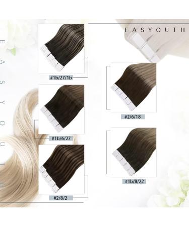 Easyouth Balayage Tape Extensions - Real Hair Seamless Skin Weft Darkest Brown & Ash Brown Mix 12 inch 30g - Ideal for Cancer Patients #2/8/2 - Buy Online on GoSupps.com