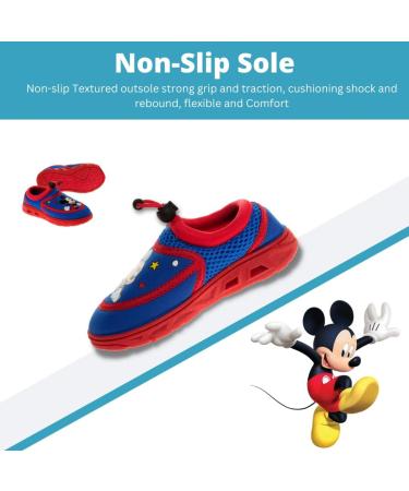 Disney Mickey Mouse Boys Water Shoes - Toddler/Little Kid Aqua Socks - Beach Sandals for Kids - Quick Dry Pool Slides - Blue/Red - Buy Online on GoSupps.com