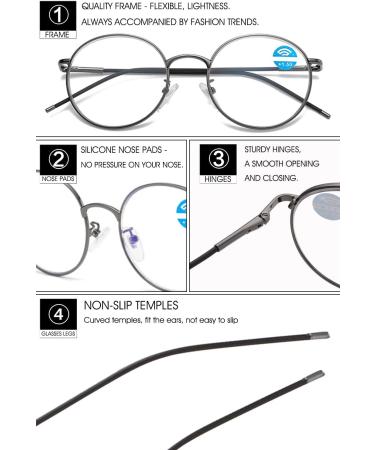 Vevesmundo Blue Light Filter Reading Glasses - Retro Metal Anti-Glare Eyewear for Men & Women | +1.0 to +4.0 Strength - Buy Online on GoSupps.com