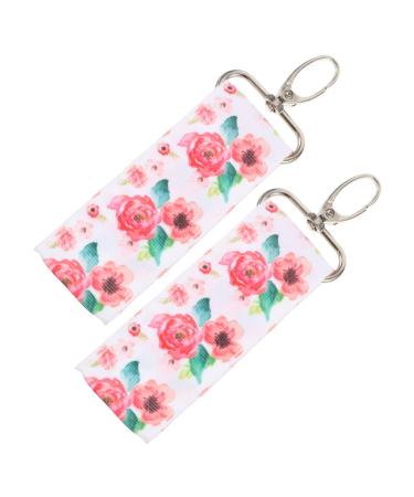 LIFKOME 2pcs Lipstick Rings Bag Car Key Wristlet Cord Keychain Wrist Keychains for Women Lipstick Key Ring Loop Wrist Keychain Wrist Bands Key Fob Wristlet Lip Balm Pendant Charm Pink Miss