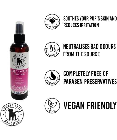 HugglePets Bubbly Tails Baby Powder Cologne for Dogs 250ml | Fragrant Grooming Clean Fresh-Smelling Pups | No Paraben Preservatives and Vegan Friendly 250 ml (Pack of 1) - Buy Online on GoSupps.com