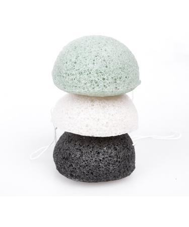 Xfacio Labs Konjac Sponge Set Of 3 Exfoliating Facial Sponges-Natural Cleaning Sponge-White-Activated Bamboo Charcoal-Green-Vegan-Better Than Loofah For Cleansing Face From Xfacio Labs