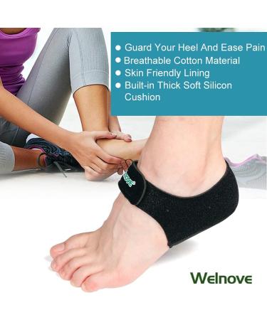 Welnove Heel Protectors - Breathable Pain Relief Pads for Plantar Fasciitis & Tendinitis - 2 Black Pillows for Cracked Heels & Foot Pain Support - Buy Online on GoSupps.com