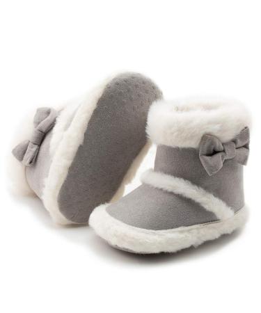 Sonsage Infant Baby Girls Boys Snow Boots Soft Anti-Skid Sole Ankle Premium Booties Newborn Toddler Prewalker Winter Warm Crib Shoes 6-12 Months A01 Grey