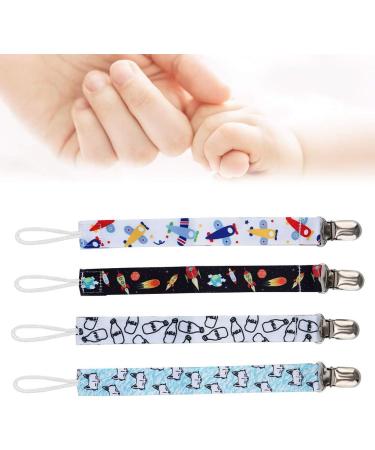 Atyhao Baby Pacifier Clips Set - 4 Modern Chain Print Cotton Nipple Holders | Universal Leash for Baby Shower Gifts & Plush Toys - Buy Online on GoSupps.com