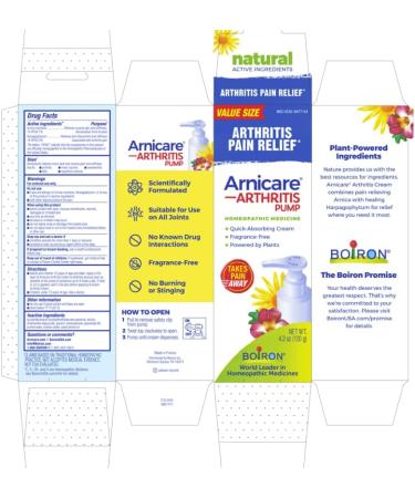Boiron Arnicare Arthritis Cream 4.2 oz Pump (Pack of 3) Bundle with Pen - for Pain Relief of Knees Hands Wrists Elbows Joints & Muscles Quickly Absorbed & Fragrance-Free - Buy Online on GoSupps.com
