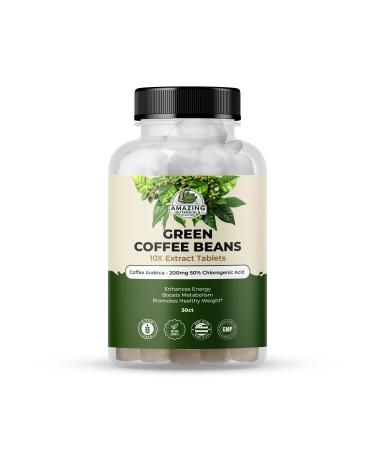 Amazing Botanicals Green Coffee Bean Extract Tablets - Coffea Arabica - 200mg 50% Chlorogenic Acid - 30 Count