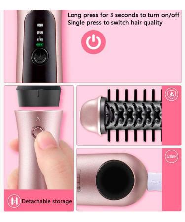 Ceramic Curler Brush USB Rechargeable Mini Travel Curling Wand Curler Adjustable Temperature Portable Straighteners Brush for Short and Long Hair - Buy Online on GoSupps.com