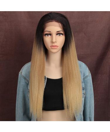 Style icon lace front wigs 60cm large tulle yaki straight synthetic hair wig with free part wig for women heat -resistant fibers 61cm tat6/27/24
