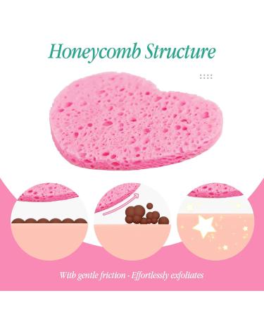 60-Count Compressed Heart Shaped Facial Sponges | Exfoliating & Cleansing | 100% Natural Reusable Sponge for Estheticians | Pink - Buy Online on GoSupps.com