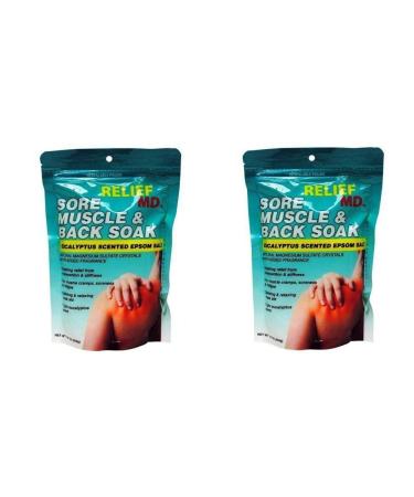 Relief Md Sore Muscle & Back Soak Eucalyptus Scented Epsom Salt - 16 Oz. (Pack of 2)