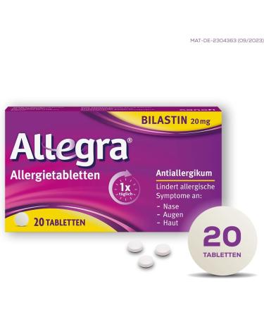 Buy Allegra Allergy Tablets 2 x 20 pcs - Fast 24-Hour Relief from Hay Fever & Allergies | Antihistamine with Bilastin - Buy Online on GoSupps.com