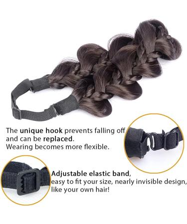 BOBIYA Kinky Gourd Synthetic Hair Braided Headband Wide Plaited Headband Elastic Stretch Plait Hair Headband (Brunette Brown) - Buy Online on GoSupps.com