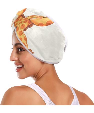 Buy Lovely Cartoon Giraffe Hair Towels 2-Pack | Super Absorbent Quick Dry Hair Turbans for Women & Girls - Buy Online on GoSupps.com