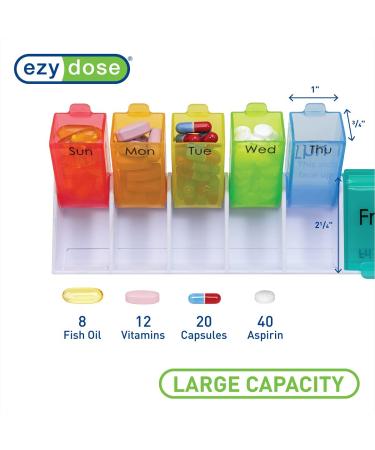 Ezy Dose 14-Day Pill Organizer - X-Large Detachable Compartments - Rainbow Colors - Buy Online on GoSupps.com